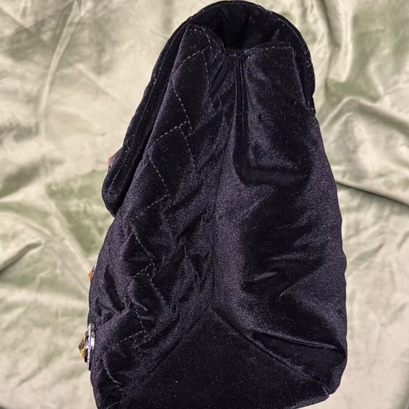 Black Quilted Handbag with Multicolor Gem Accents - Picture 5 of 12